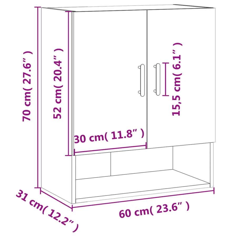 Armoire murale blanc 60x31x70 cm bois d'ingénierie - 12