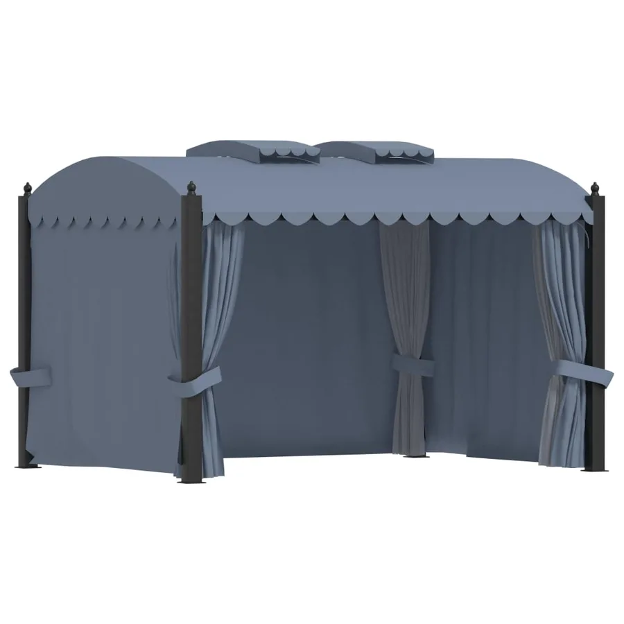 Tonnelle avec rideaux 3x4 m Anthracite Acier - 4