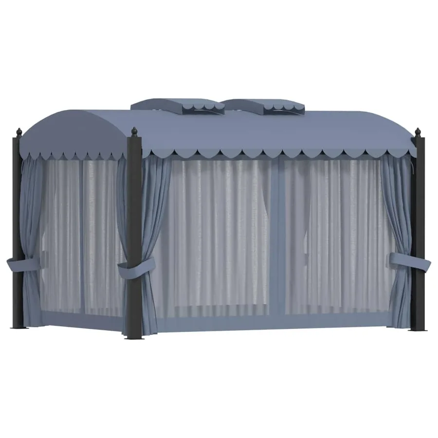 Tonnelle avec rideaux 3x4 m Anthracite Acier - 5