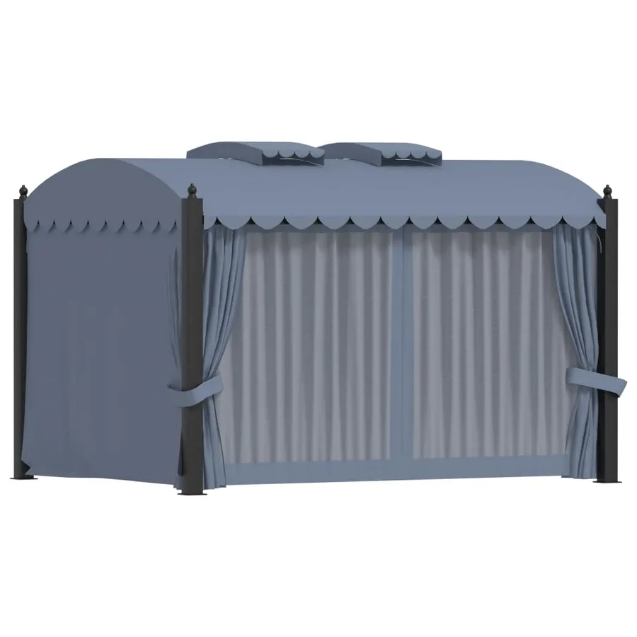 Tonnelle avec rideaux 3x4 m Anthracite Acier - 6