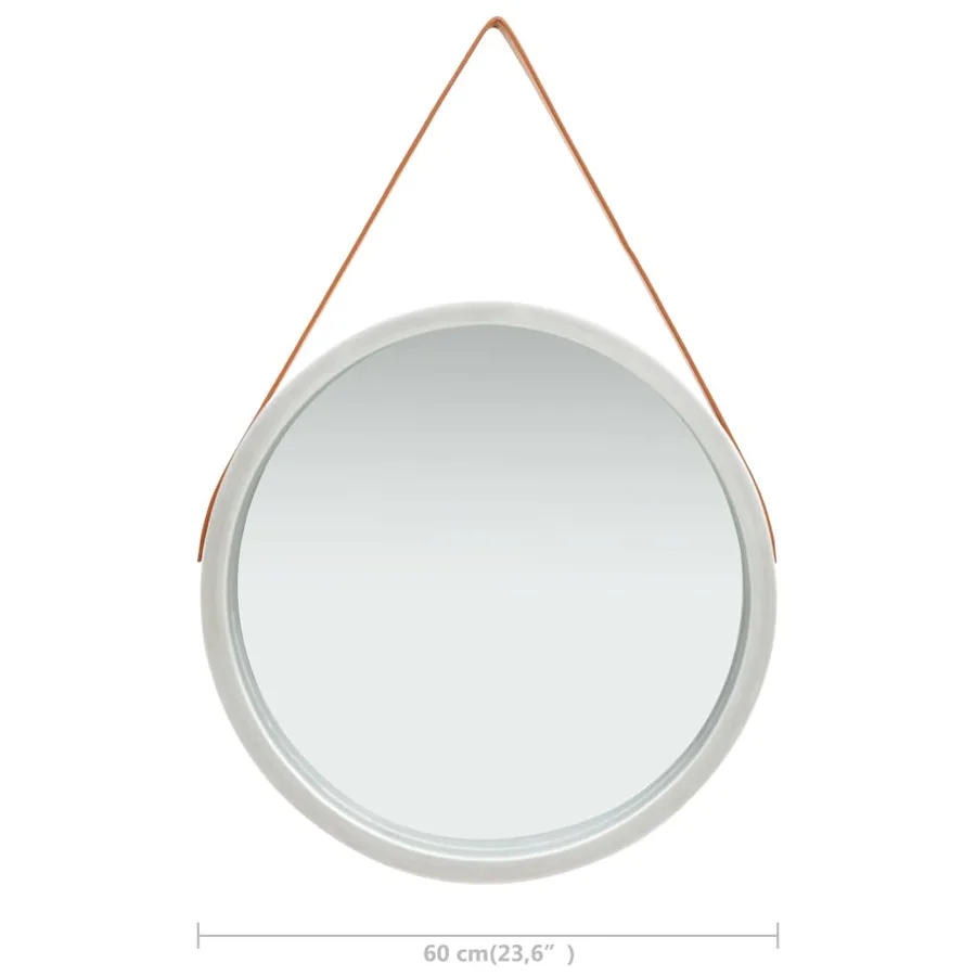Miroir mural avec sangle 60 cm Argenté - 6