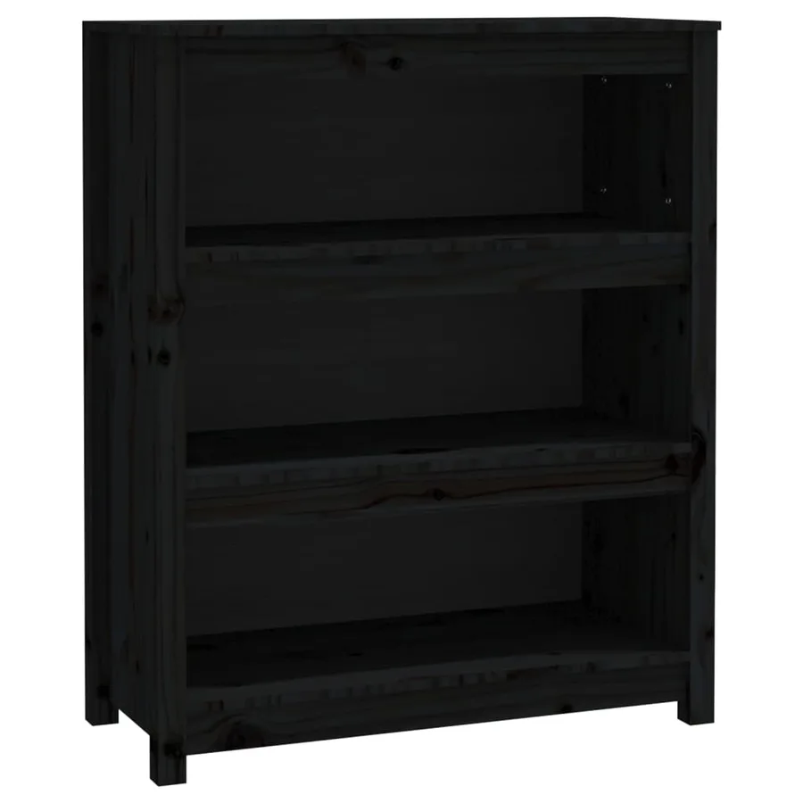 Bibliothèque Noir 80x35x97 cm Bois de pin massif - 2
