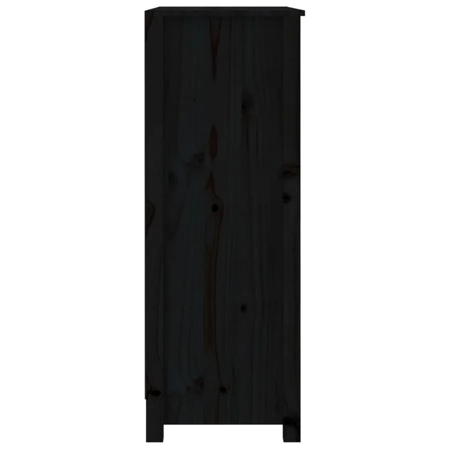 Bibliothèque Noir 80x35x97 cm Bois de pin massif - 6