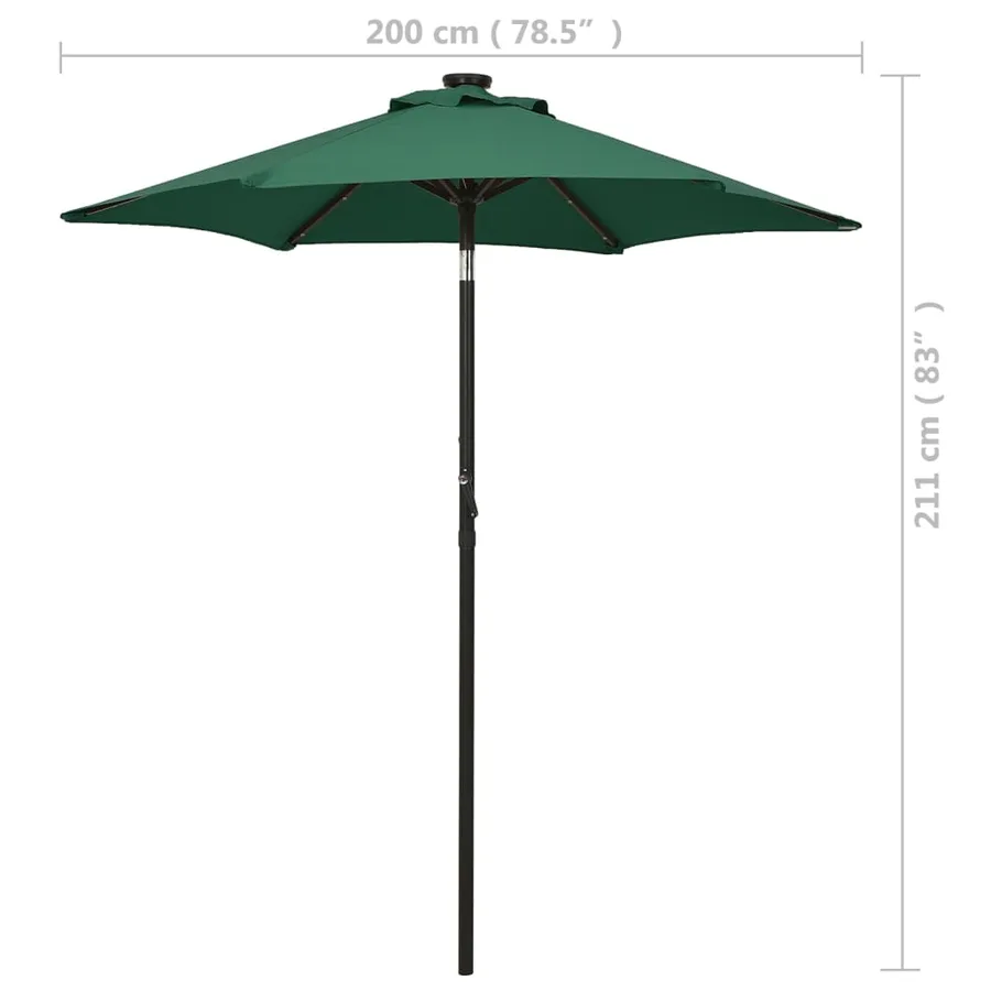 Parasol de jardin avec lumières LED vert 200x211 cm aluminium - 9
