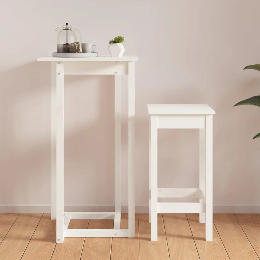 Table de bar Blanc 60x60x110 cm Bois massif de pin - 4