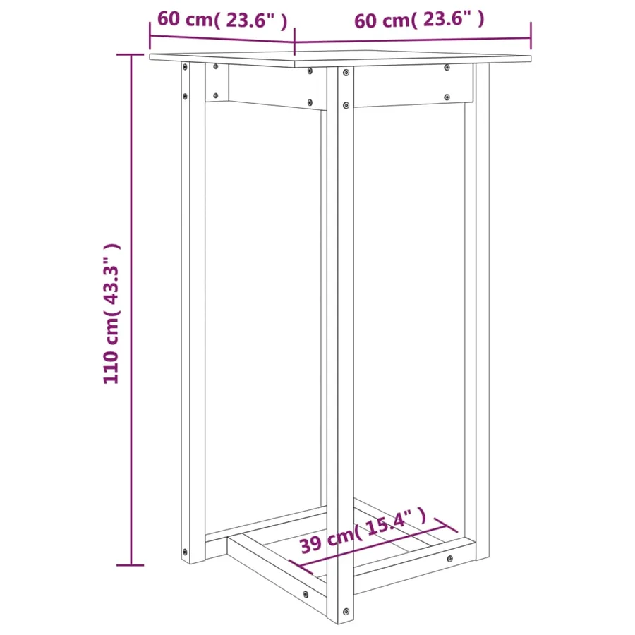 Table de bar Blanc 60x60x110 cm Bois massif de pin - 7