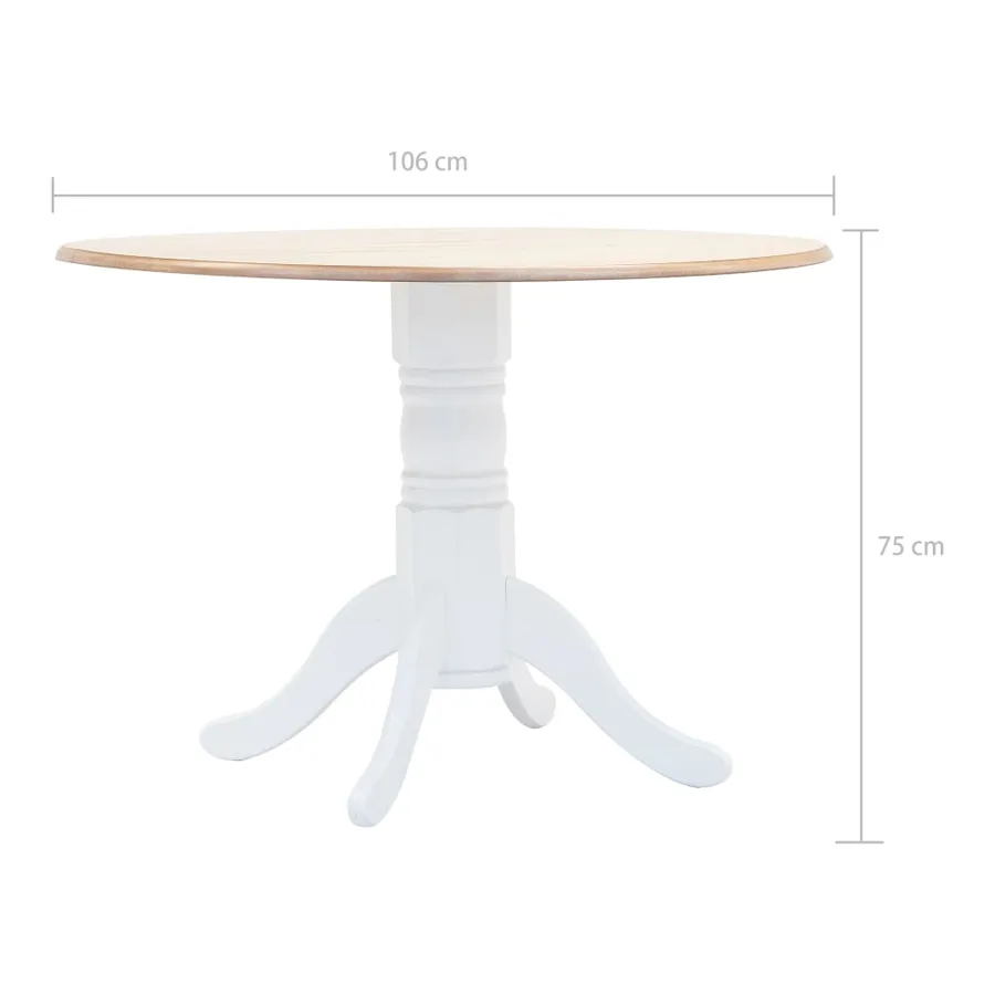 Ensemble de salle à manger 5 pcs Bois d'hévéa Blanc et marron - 12