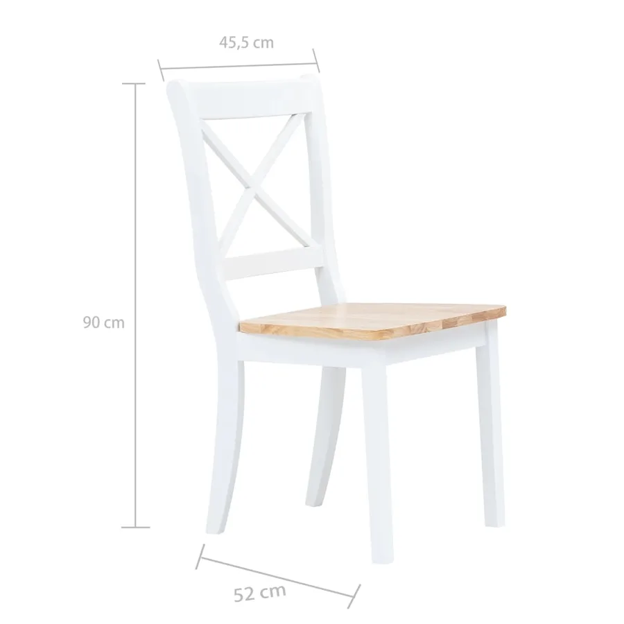 Ensemble de salle à manger 5 pcs Bois d'hévéa Blanc et marron - 13