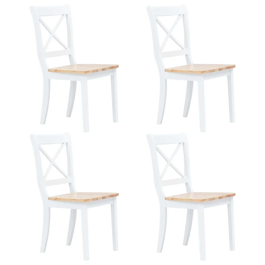 Ensemble de salle à manger 5 pcs Bois d'hévéa Blanc et marron - 2