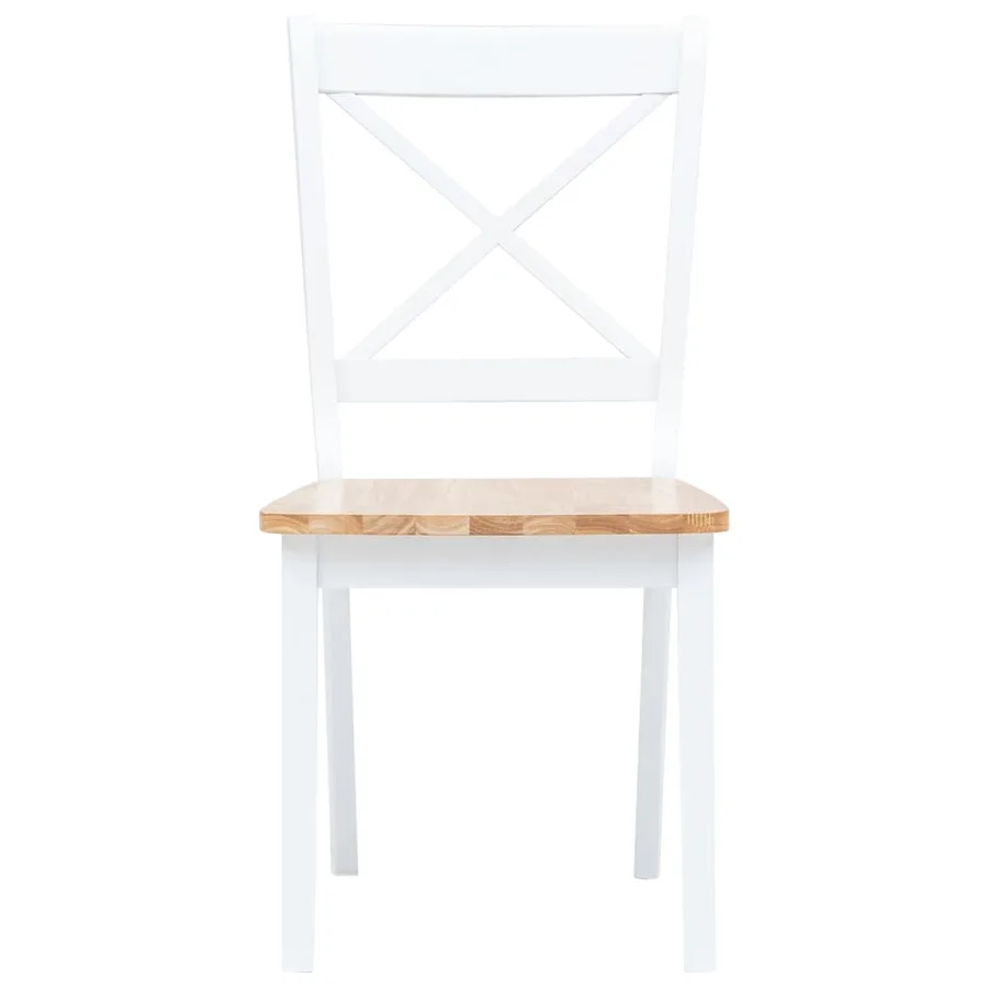 Ensemble de salle à manger 5 pcs Bois d'hévéa Blanc et marron - 5