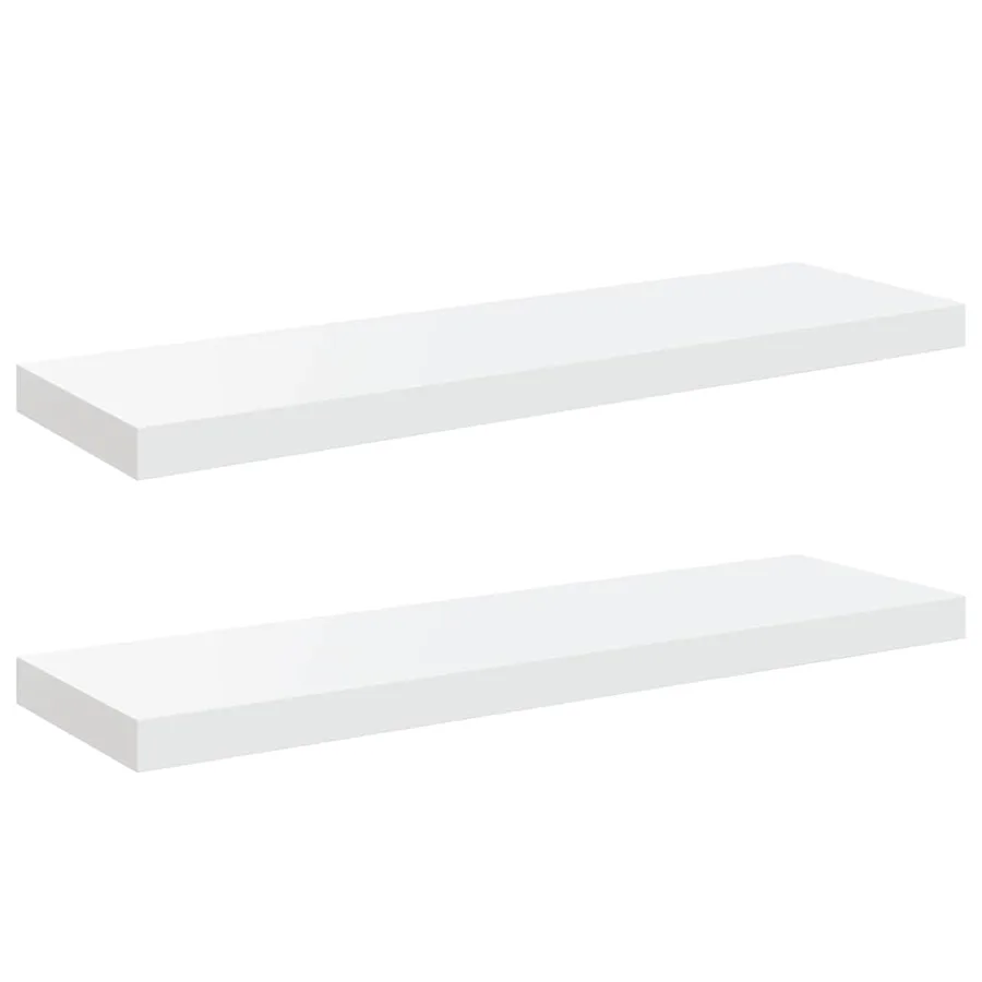 Étagère murale flottante 2 pcs Blanc brillant 80x23,5x3,8cm MDF - 2