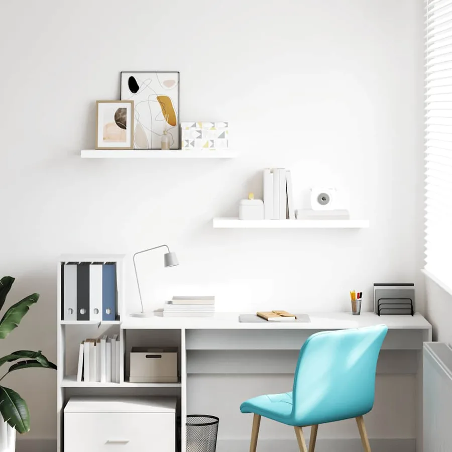 Étagère murale flottante 2 pcs Blanc brillant 80x23,5x3,8cm MDF - 3