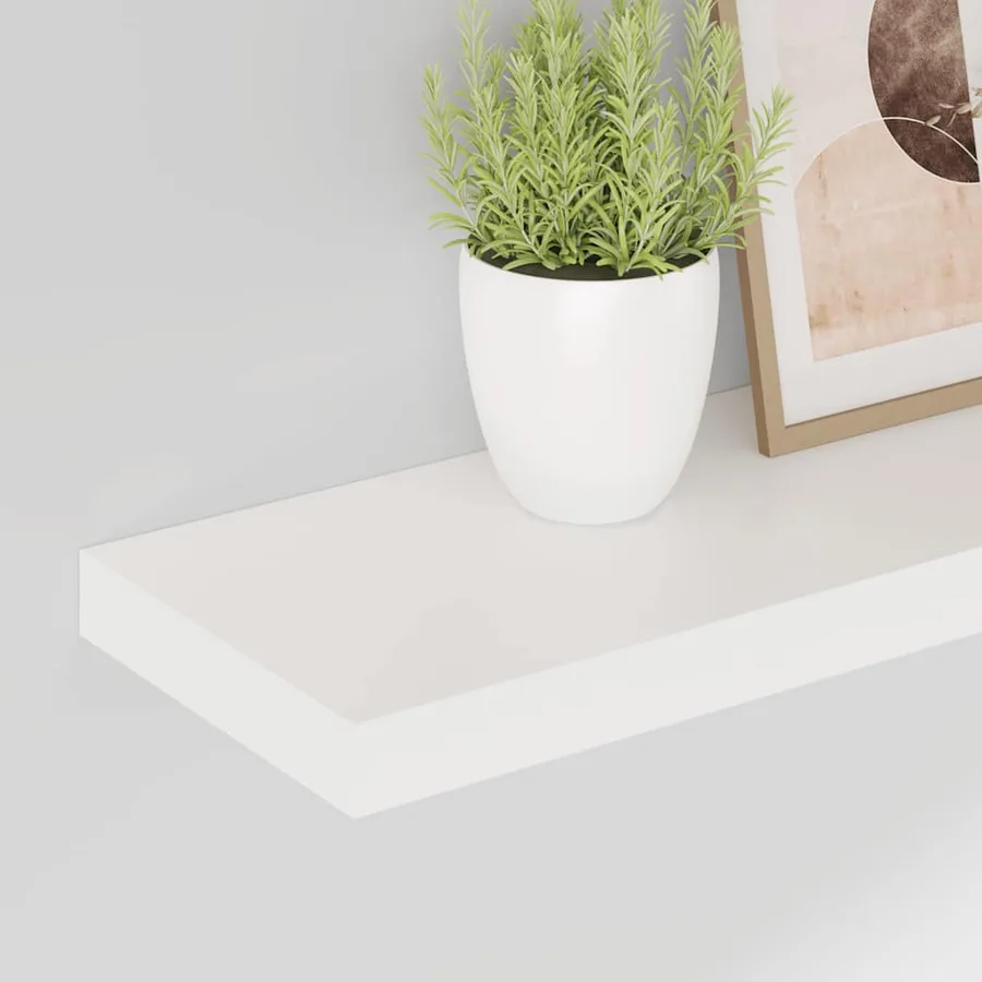 Étagère murale flottante 2 pcs Blanc brillant 80x23,5x3,8cm MDF - 4
