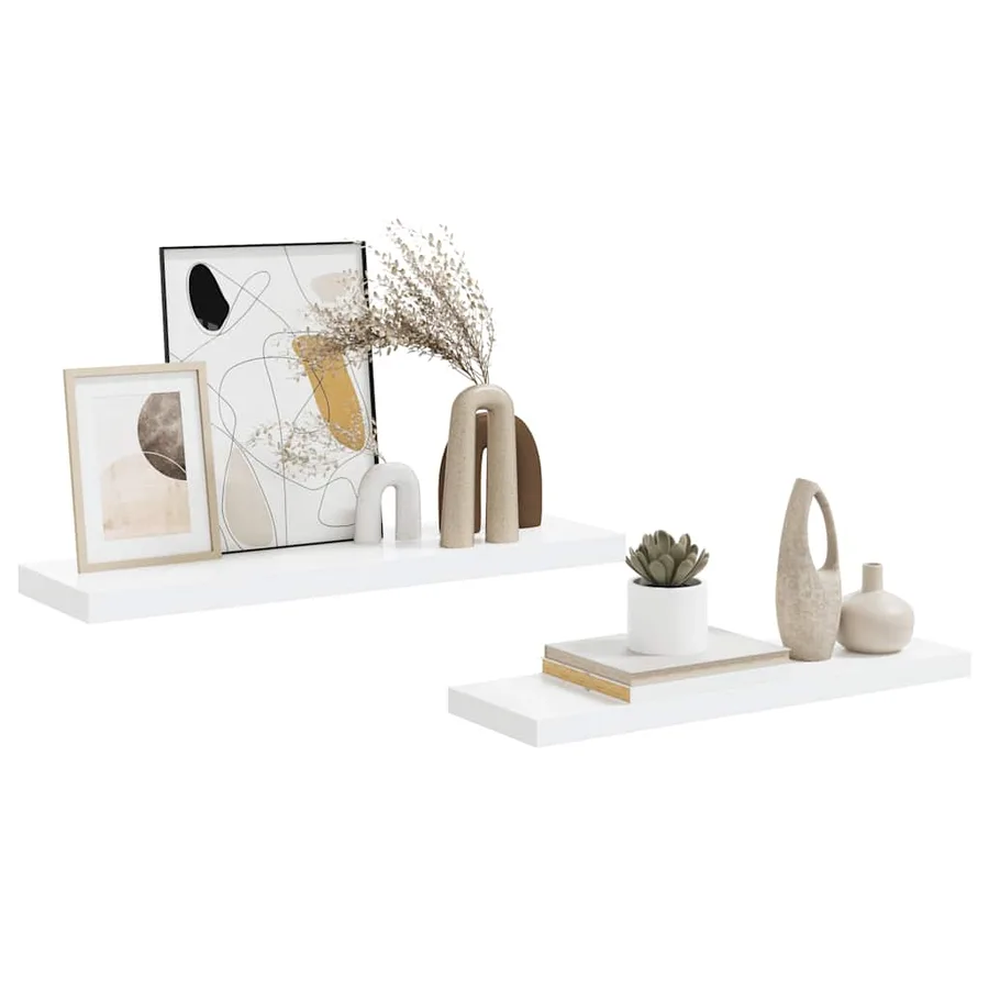 Étagère murale flottante 2 pcs Blanc brillant 80x23,5x3,8cm MDF - 5