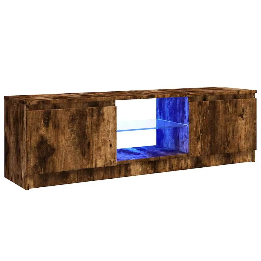 Meuble TV avec lumières LED chêne fumé 120x30x36 cm - 2