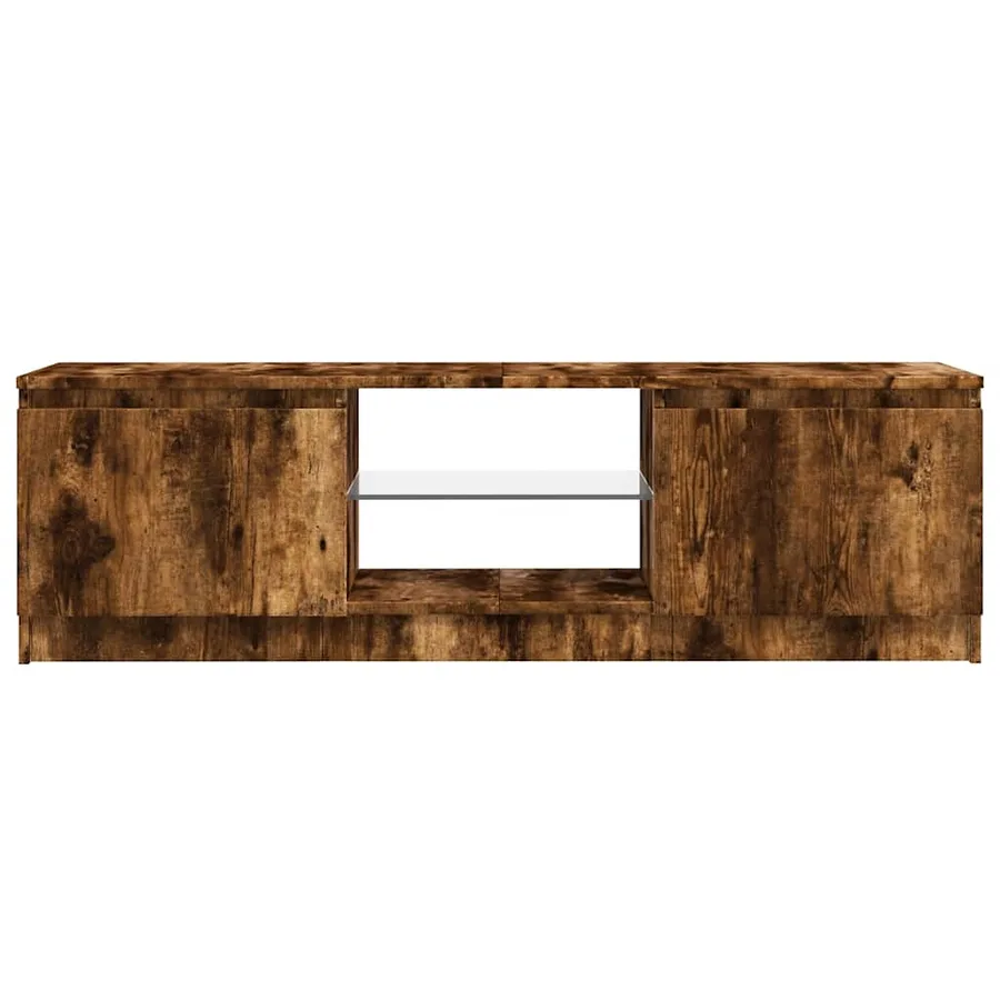 Meuble TV avec lumières LED chêne fumé 120x30x36 cm - 9