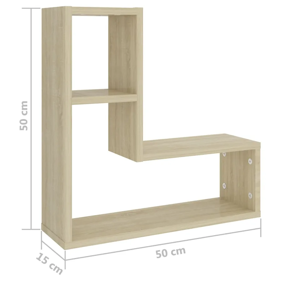Étagères murales 2pcs chêne sonoma 50x15x50cm bois d'ingénierie - 7