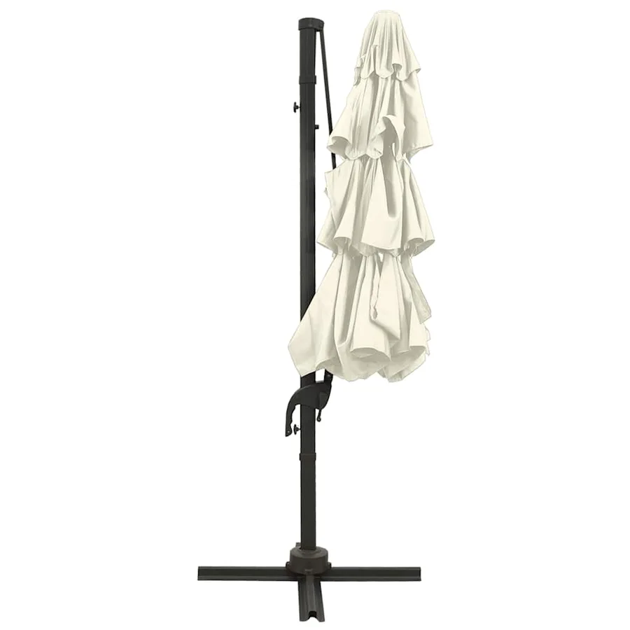 Parasol de jardin à 4 niveaux avec mât en aluminium sable - 3
