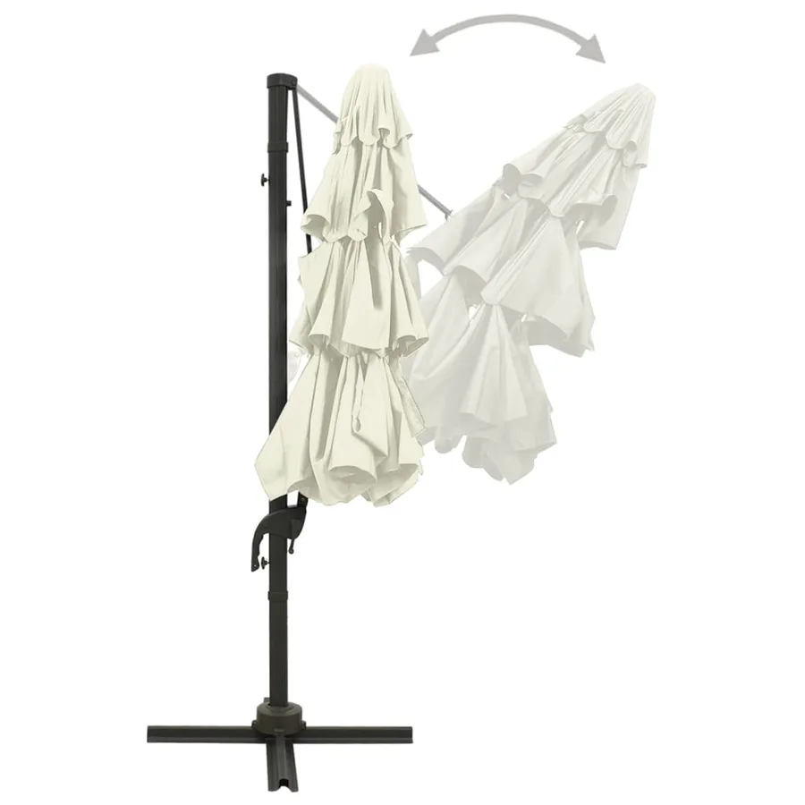 Parasol de jardin à 4 niveaux avec mât en aluminium sable - 4