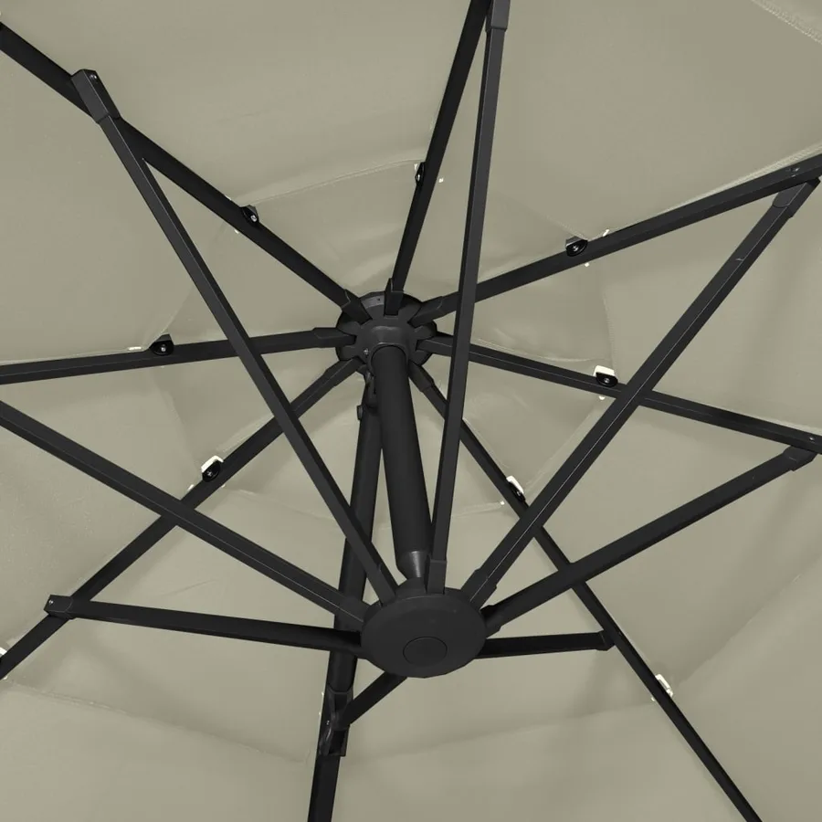 Parasol de jardin à 4 niveaux avec mât en aluminium sable - 6