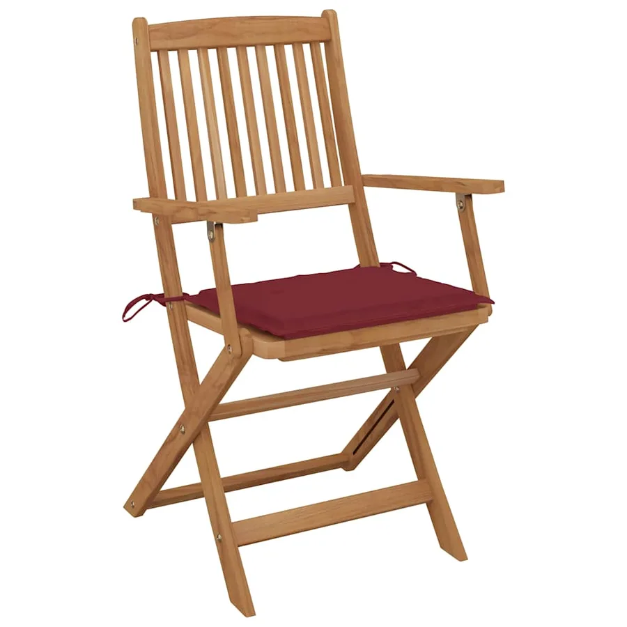 Chaises pliables de jardin lot de 6 avec coussins Bois d'acacia - 3