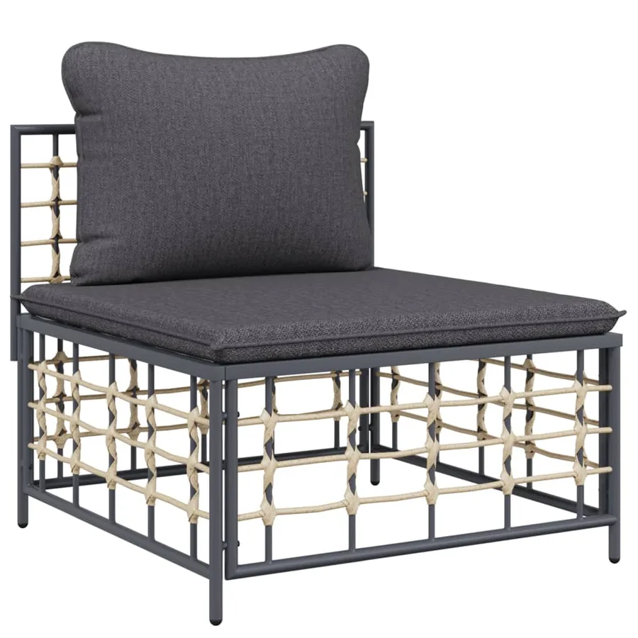 Salon de jardin 8 pcs avec coussins anthracite résine tressée - 5