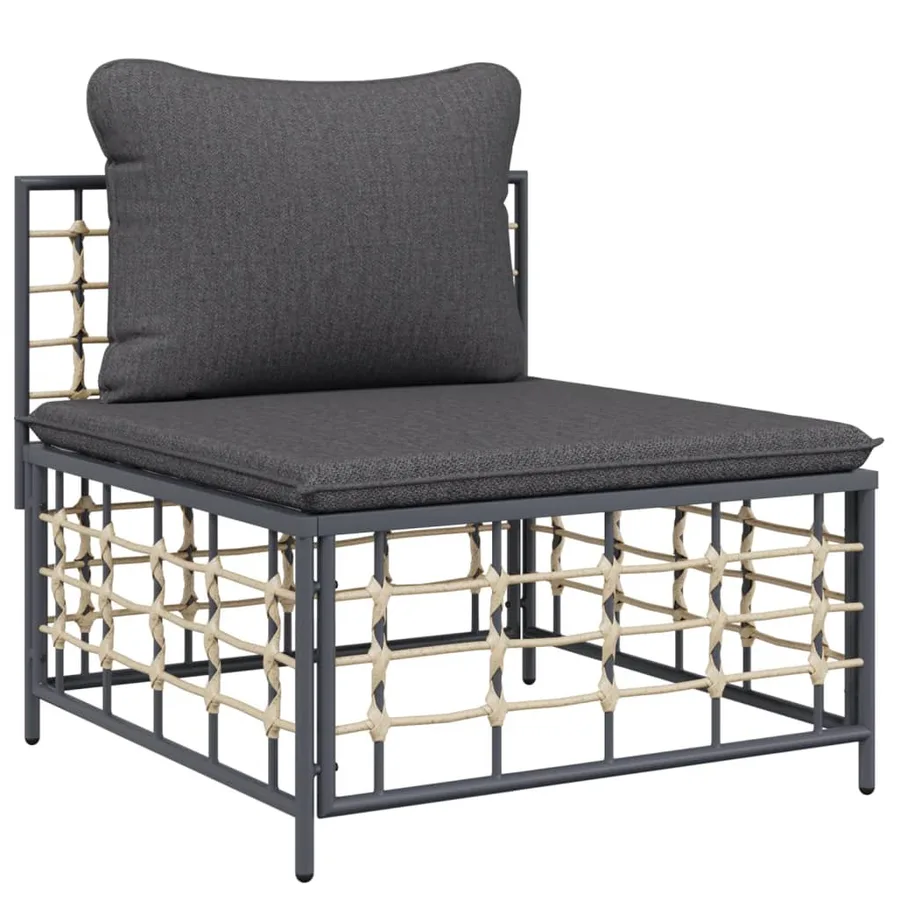 Salon de jardin 4 pcs avec coussins anthracite résine tressée - 5