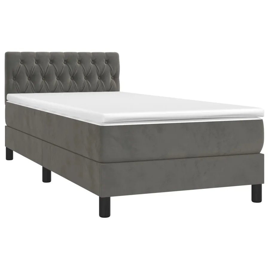 Sommier à lattes de lit avec matelas LED Gris foncé 100x200 cm - 3
