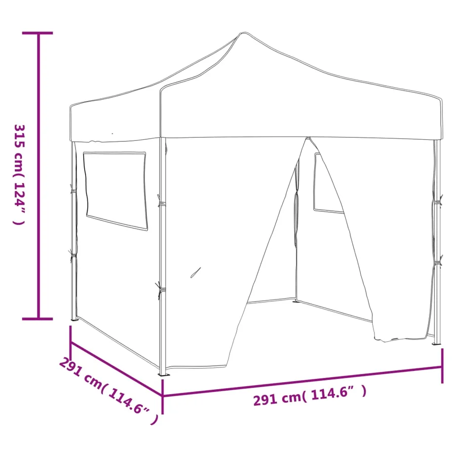 Tente de réception escamotable avec 4 parois 3x3 m Anthracite - 11
