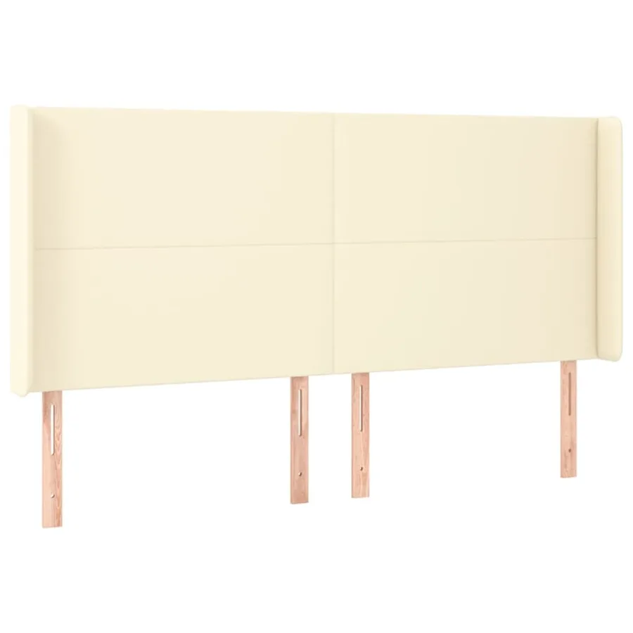 Tête de lit avec oreilles Crème 183x16x118/128 cm Similicuir - 2