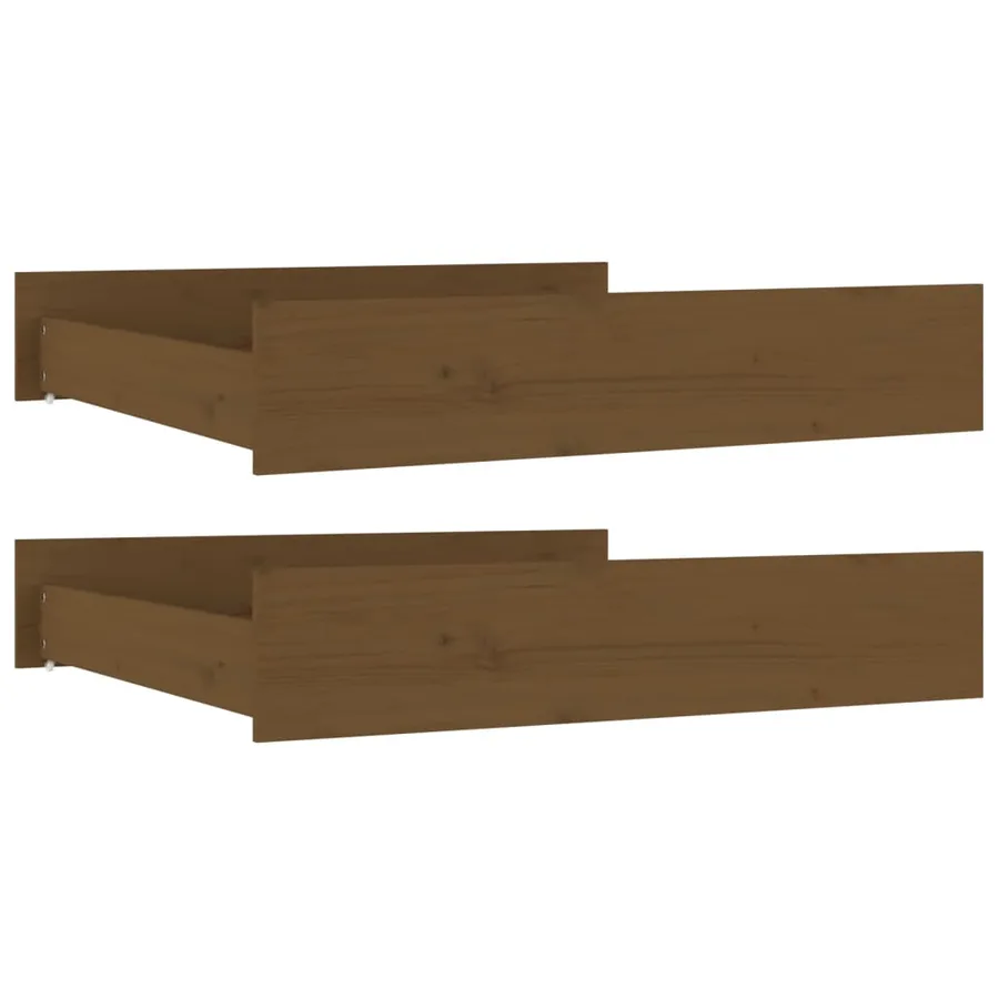 Tiroirs de lit 2 pcs Marron miel Bois de pin massif - 2