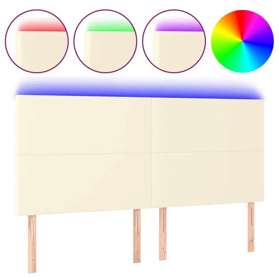 Tête de lit à LED Crème 180x5x118/128 cm Similicuir - 2