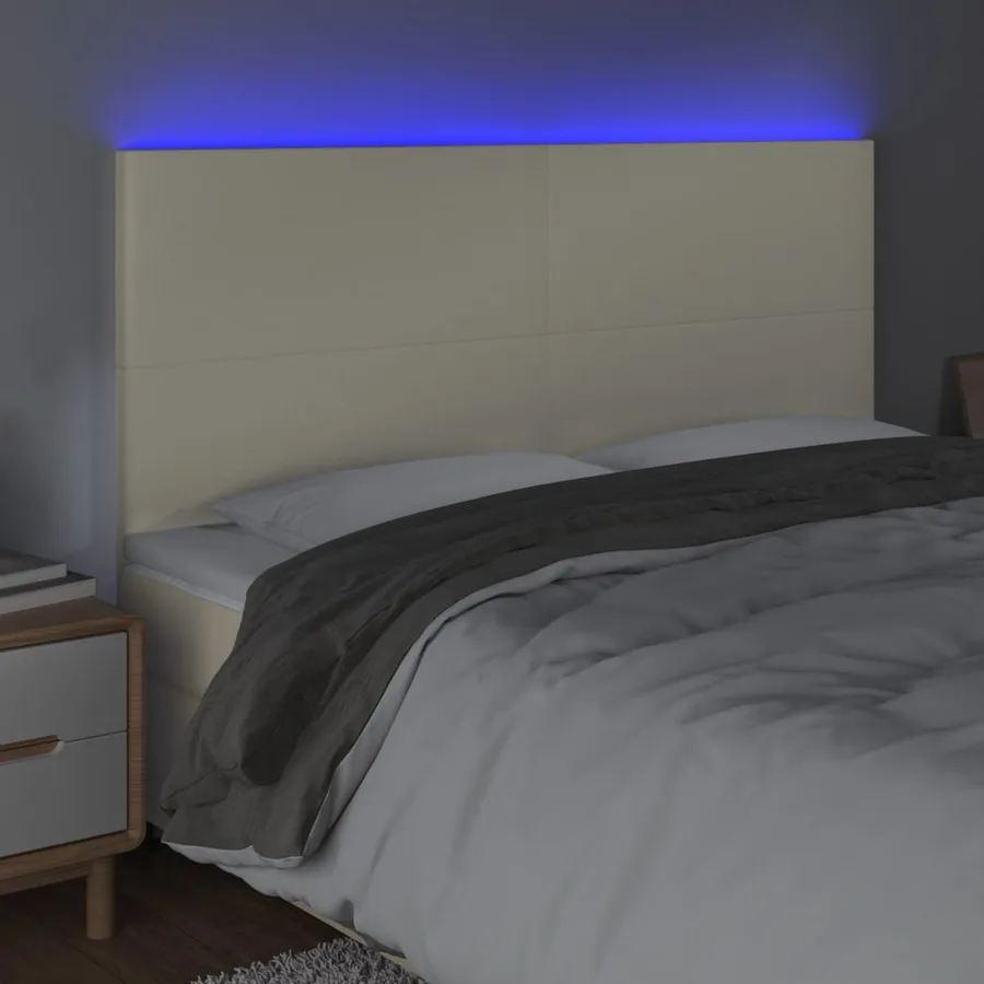 Tête de lit à LED Crème 180x5x118/128 cm Similicuir - 3