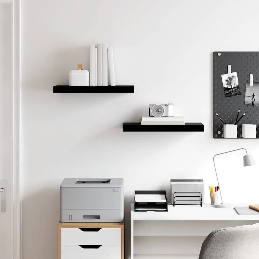 Étagère murale flottante 2 pcs Noir brillant 50x23,5x3,8 cm MDF - 3