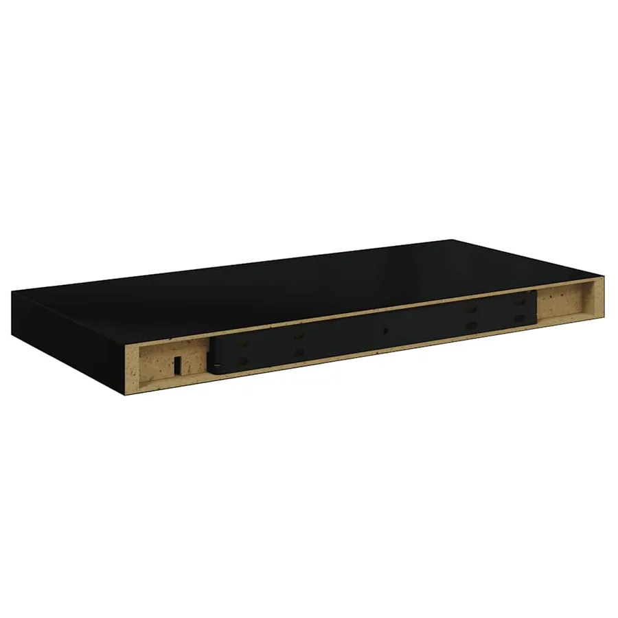 Étagère murale flottante 2 pcs Noir brillant 50x23,5x3,8 cm MDF - 9