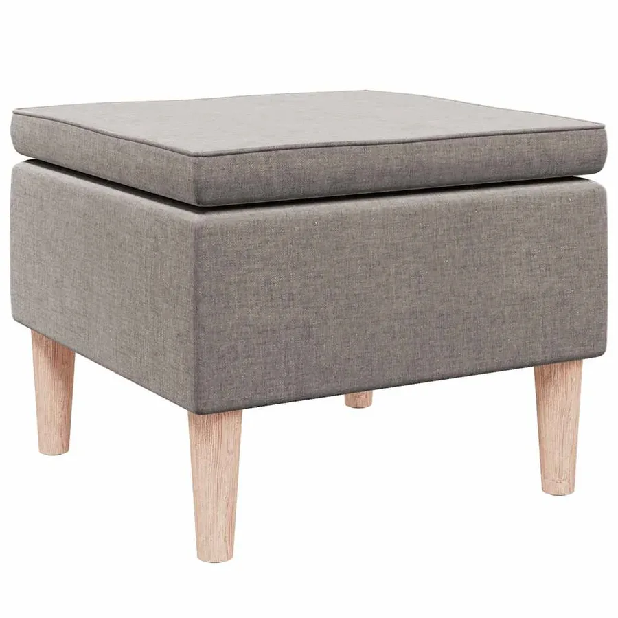 Tabouret avec pieds en bois Taupe Tissu - 4