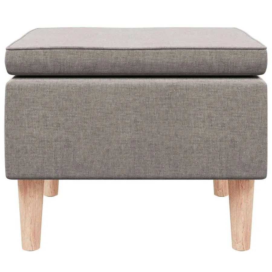 Tabouret avec pieds en bois Taupe Tissu - 5