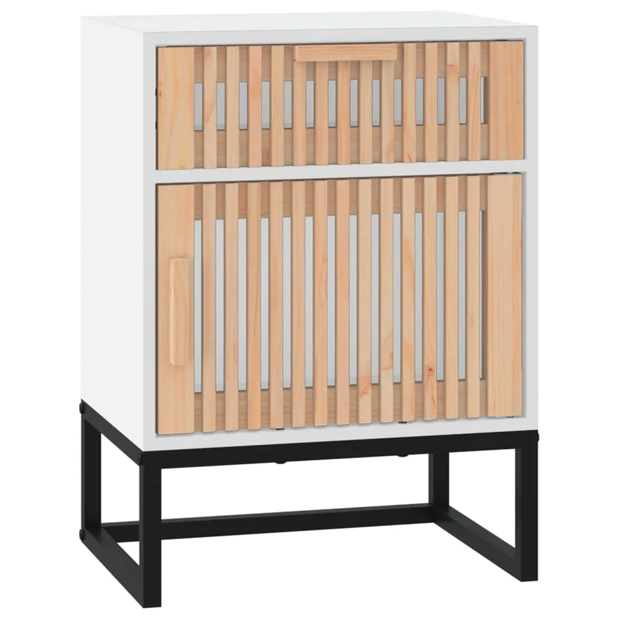 Tables de chevet 2pcs blanc 40x30x55,5cm bois ingénierie et fer - 7