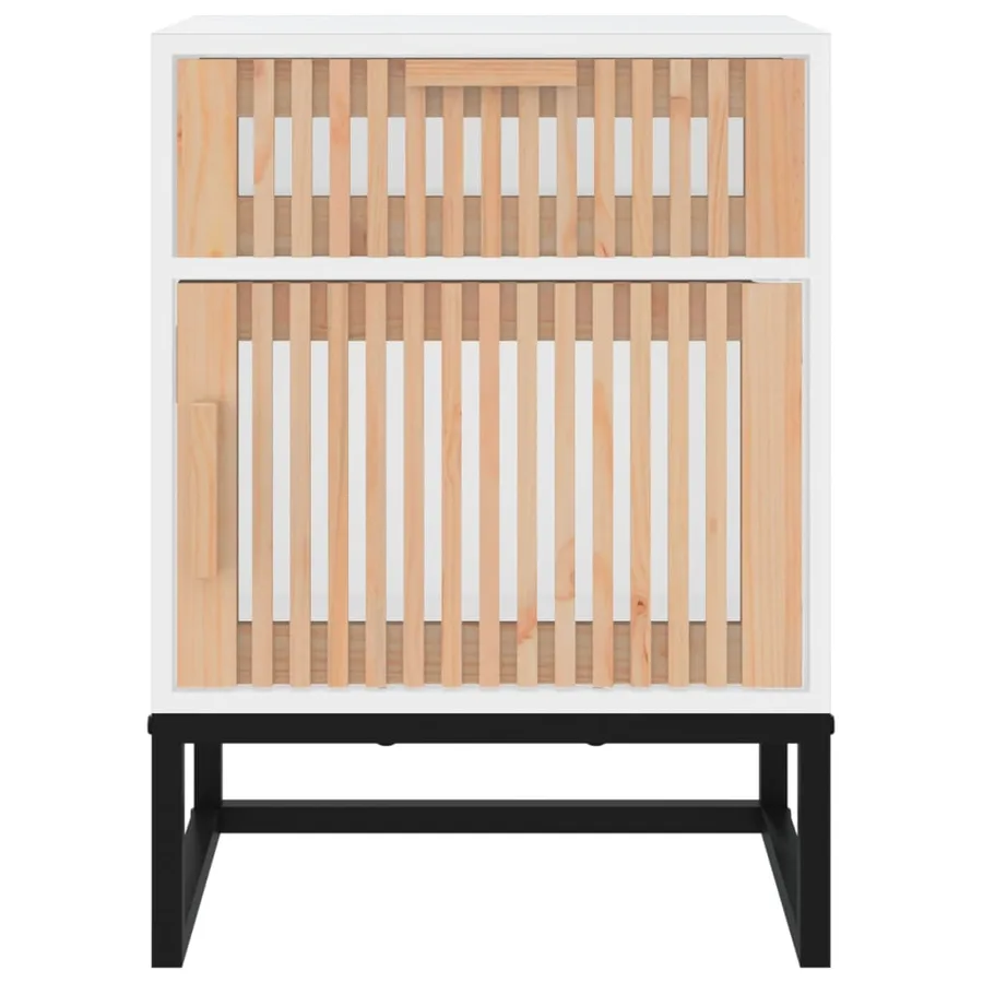 Tables de chevet 2pcs blanc 40x30x55,5cm bois ingénierie et fer - 8