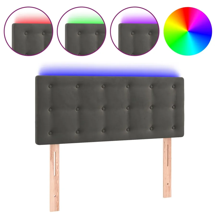 Tête de lit à LED Gris foncé 80x5x78/88 cm Velours - 2