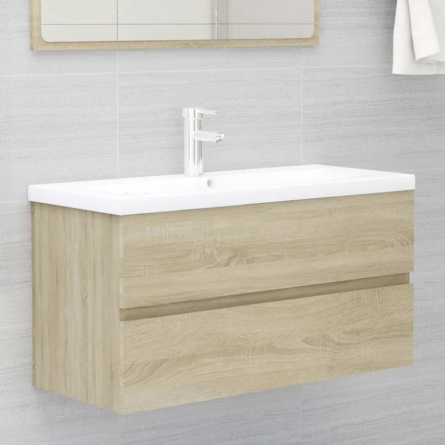 Armoire d'évier Chêne sonoma 90x38,5x45 cm Bois d'ingénierie