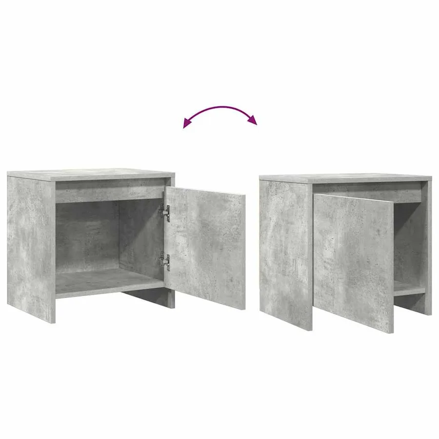 Tables de chevet 2pcs gris béton 45x34x44,5cm bois d’ingénierie - 10