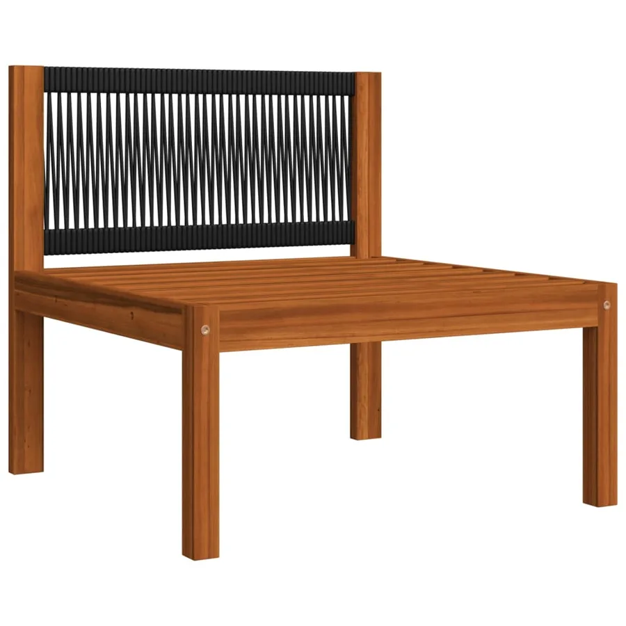 Salon de jardin 9 pièces avec coussins, bois d'acacia crème et corde - 10