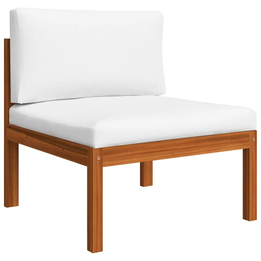 Salon de jardin 9 pièces avec coussins, bois d'acacia crème et corde - 9