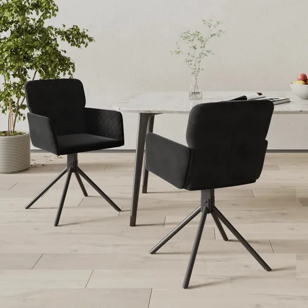 Chaises pivotantes à manger lot de 2 Noir Velours