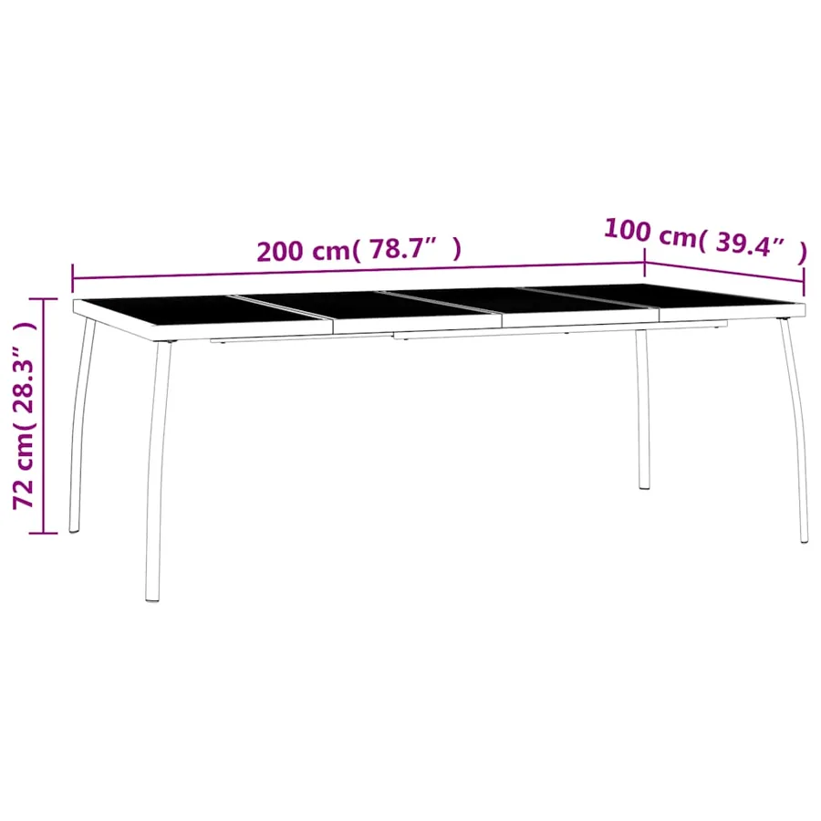 Table de jardin anthracite 200x100x72 cm Treillis d'acier - 7