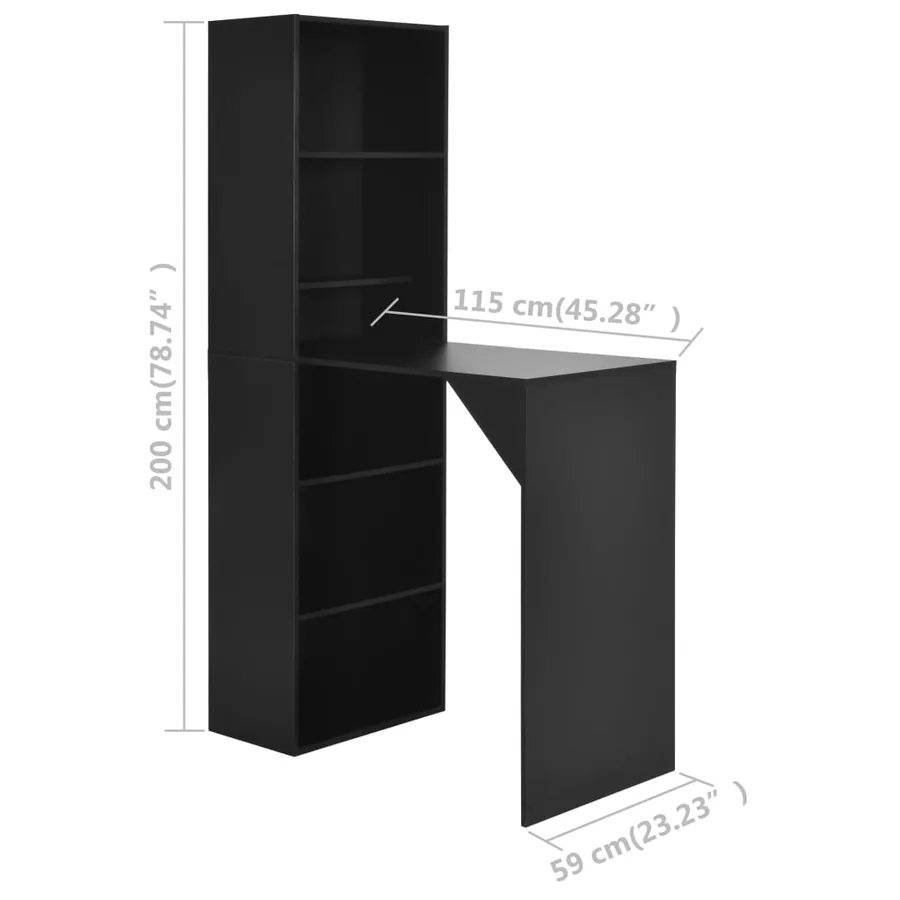 Table de bar avec armoire Noir 115x59x200 cm - 6