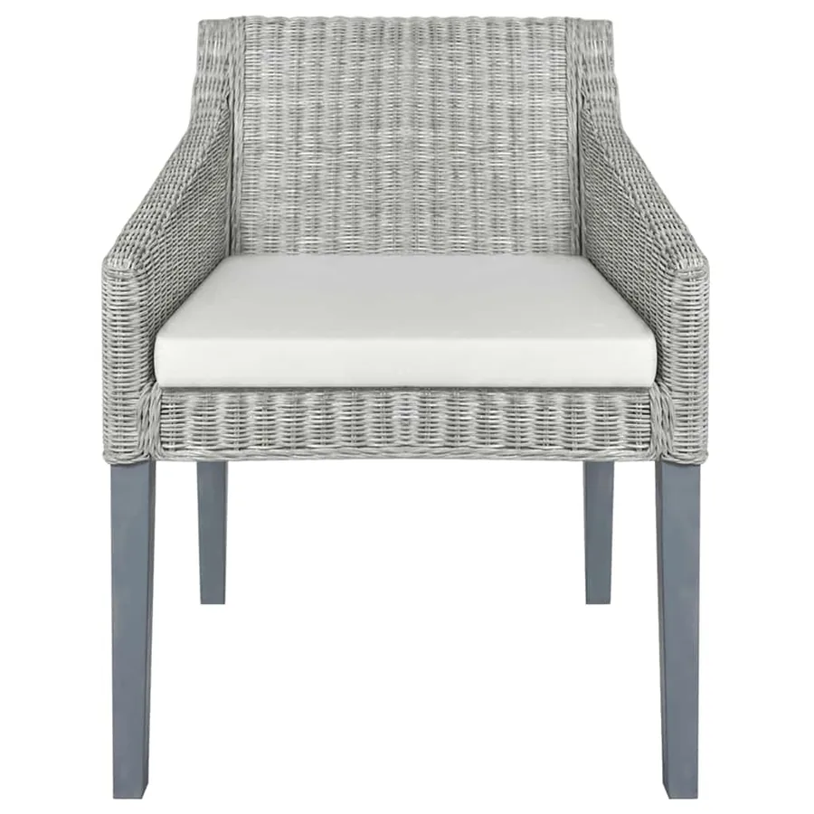 Chaises à manger avec coussins lot de 2 gris rotin naturel - 3