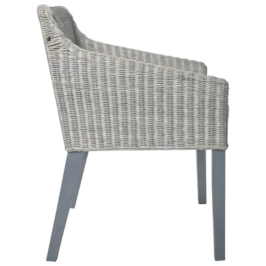Chaises à manger avec coussins lot de 2 gris rotin naturel - 4