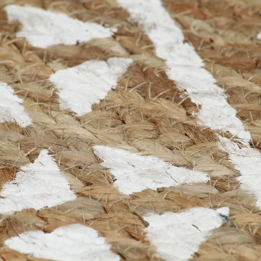 Tapis fait à la main Jute avec imprimé blanc 90 cm - 5